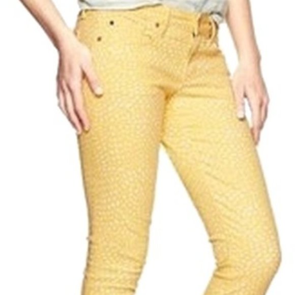 GAP 1969 Always Skinny Womens 27 Yellow White Polkadot Stretch Jeans - Picture 2 of 10